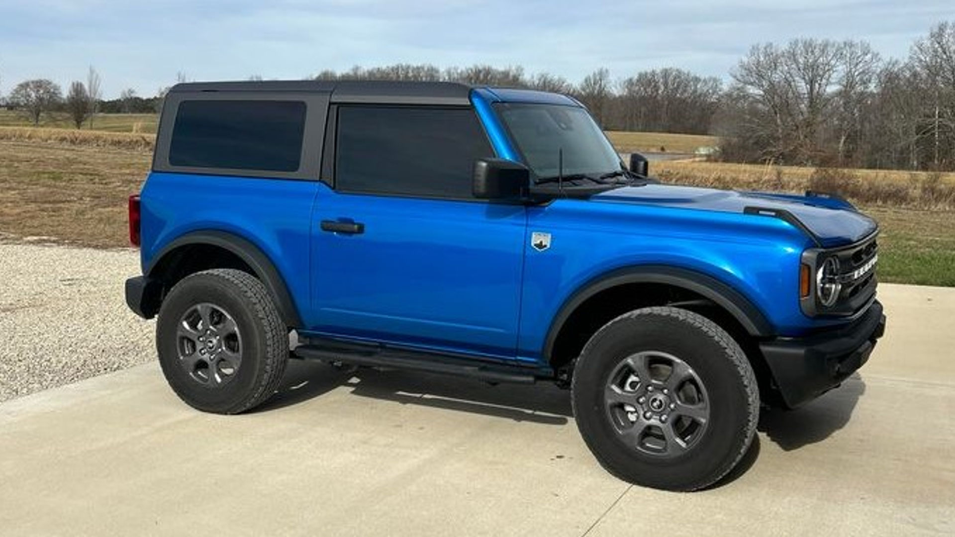 Blue Ford Bronco 2-door