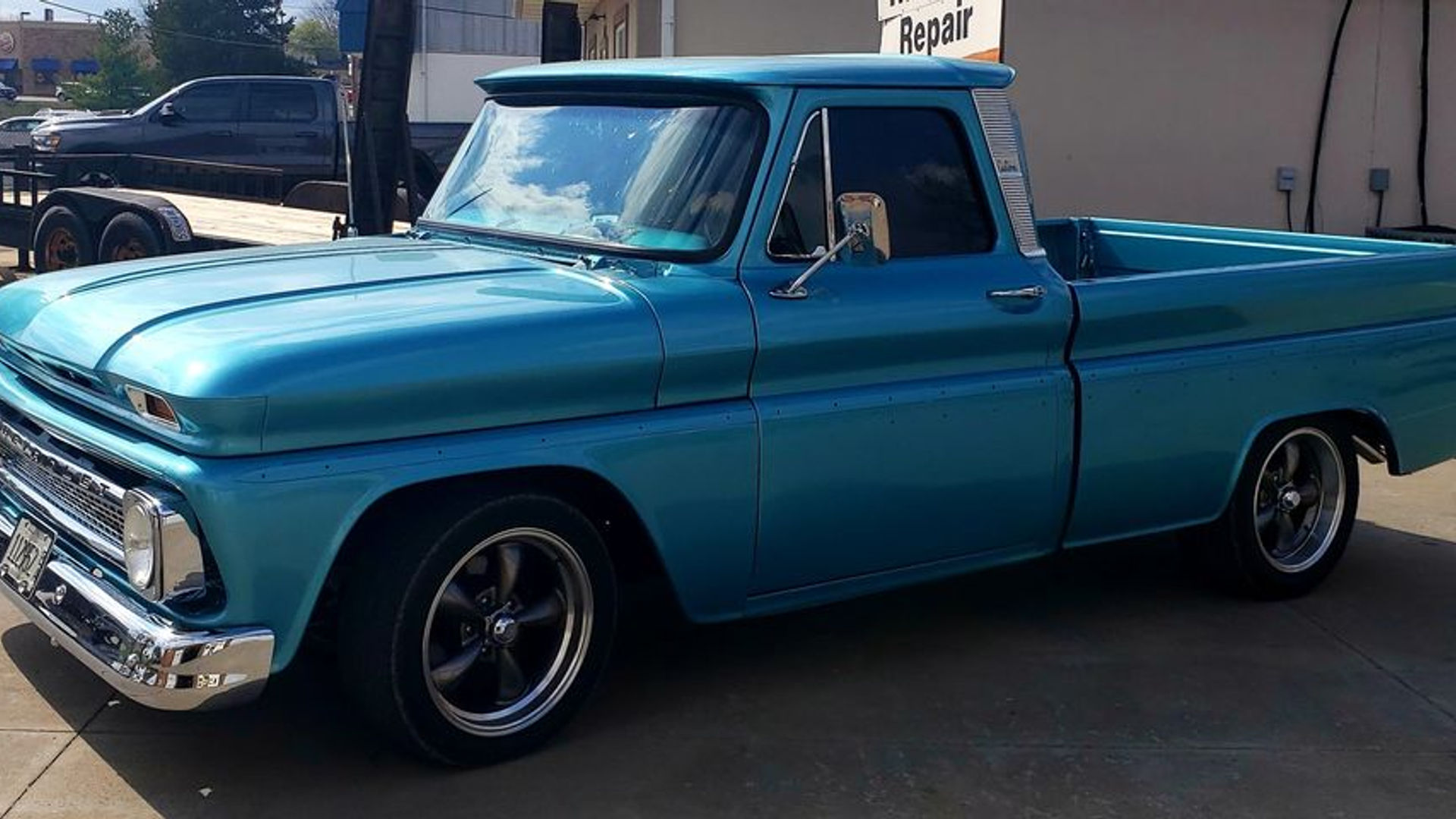 Blue classic Chevy C10 pickup