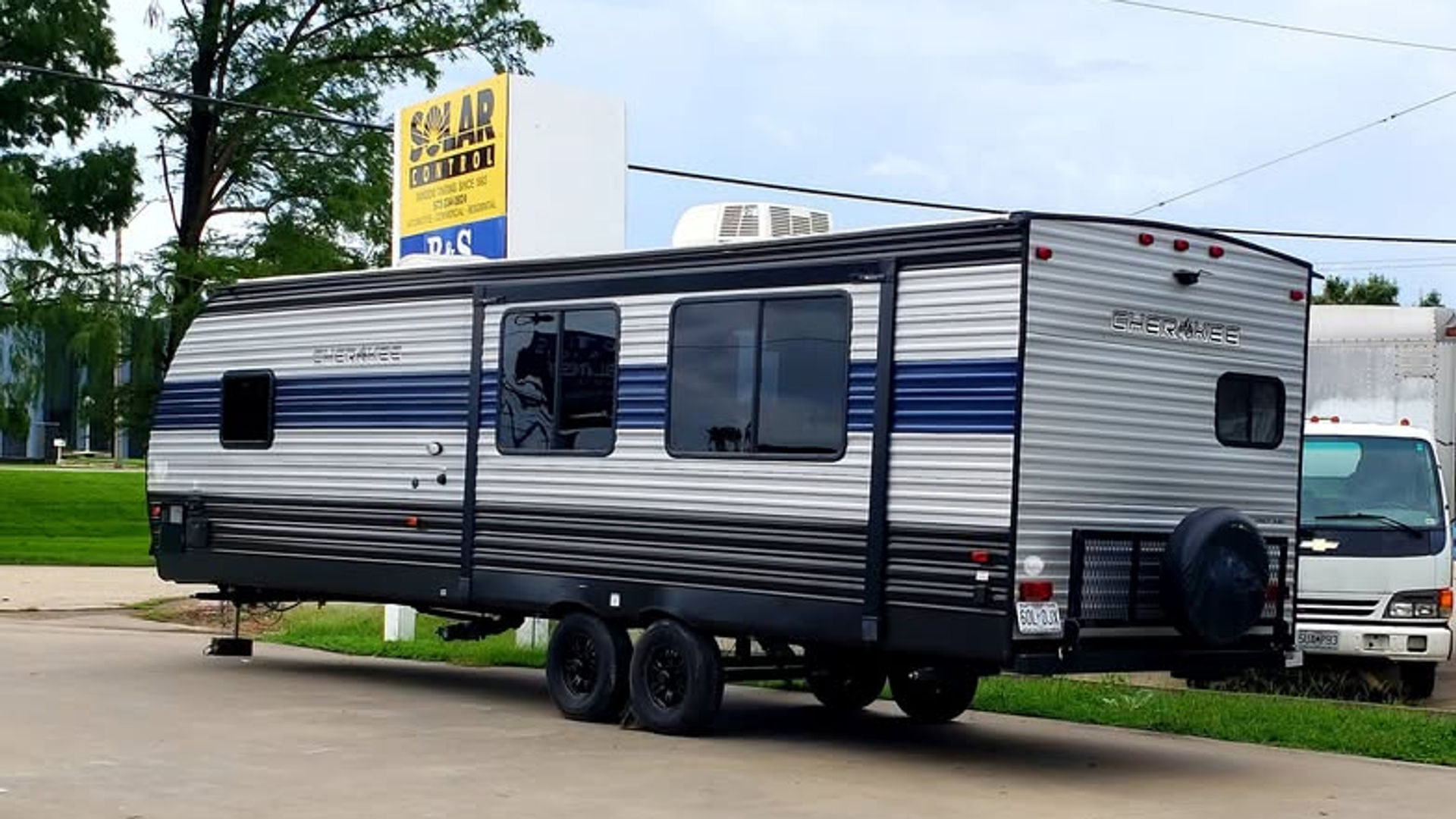 Travel trailer with tinted windows